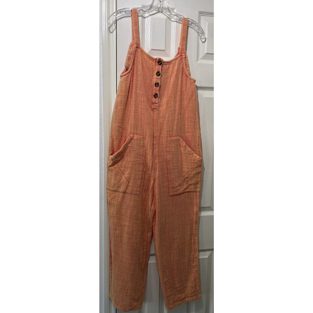 blue b Orange Overalls Romper Size Small Relaxed Adjustable Straps Jumpsuit